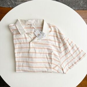 Marine Layer Men’s Slub Striped Short Sleeve Polo Shirt Size XXL New